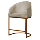 Kit 02 Poltronas Cadeira Banqueta Mia Base Bronze Veludo Bege