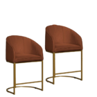 Kit 02 Poltronas Cadeira Banqueta Mia Base Dourada Veludo Ter