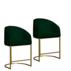 Kit 02 Poltronas Cadeira Banqueta Mia Base Dourada Veludo Ver