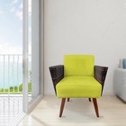 Kit 02 Poltronas Chanel Braça Tramada Pés Palito Suede Amarel