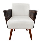 Kit 02 Poltronas Chanel Braça Tramada Pés Palito Suede Bege -