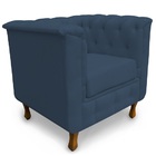 Kit 02 Poltronas Chesterfield Retro Capitonê Suede Azul Marin