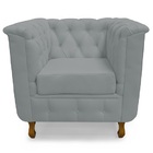 Kit 02 Poltronas Chesterfield Retro Capitonê Suede Cinza Clar