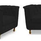 Kit 02 Poltronas Chesterfield Retro Capitonê Suede Preto - Me