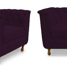 Kit 02 Poltronas Chesterfield Retro Capitonê Veludo Roxo - Me