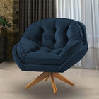 Kit 02 Poltronas Chicago Giratória Veludo Azul Marinho Base D
