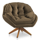 Kit 02 Poltronas Chicago Giratória Veludo Base De Madeira - P