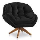 Kit 02 Poltronas Chicago Giratória Veludo Base De Madeira - P