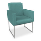 Kit 02 Poltronas Clarice Veludo Azul Turquesa Base Metálica I