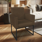 Kit 02 Poltronas Clarice Veludo Base Metálica Industrial Pret