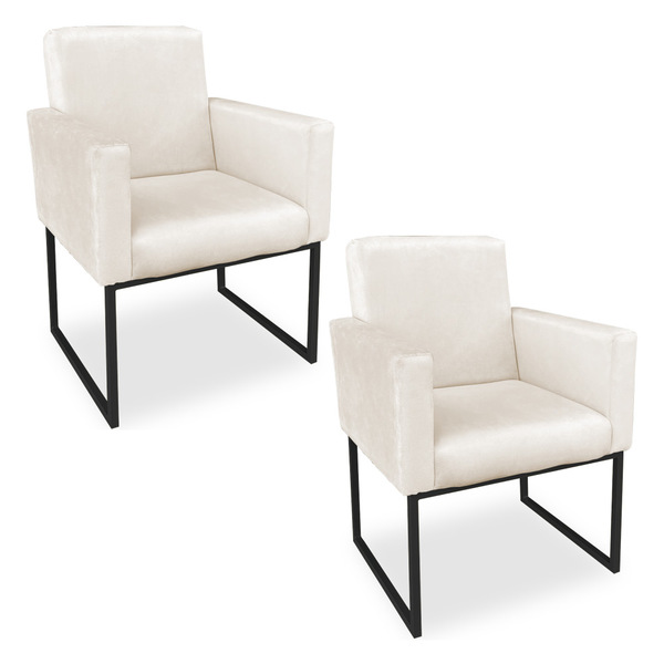 Kit 02 Poltronas Clarice Veludo Base Metálica Industrial Pret