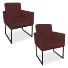 Kit 02 Poltronas Clarice Veludo Base Metálica Industrial Pret