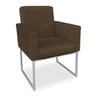 Kit 02 Poltronas Clarice Veludo Marrom Base Metálica Industri