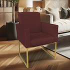 Kit 02 Poltronas Clarice Veludo Marsala Base Metálica Industr