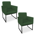 Kit 02 Poltronas Clarice Veludo Verde Base Metálica Industria