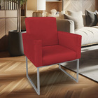 Kit 02 Poltronas Clarice Veludo Vermelho Base Metálica Indust
