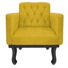 Kit 02 Poltronas Classic Pés Luís Xv Suede Amarelo - Amarena