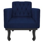 Kit 02 Poltronas Classic Pés Luís Xv Suede Azul Marinho - Ama