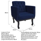 Kit 02 Poltronas Classic Pés Luís Xv Suede Azul Marinho - Ama