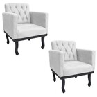 Kit 02 Poltronas Classic Pés Luís Xv Suede Branco - Amarena M