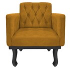 Kit 02 Poltronas Classic Pés Luís Xv Suede Mostarda - Amarena