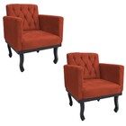 Kit 02 Poltronas Classic Pés Luís Xv Suede Terracota - Amaren