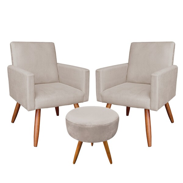 Kit 02 Poltronas Com 01 Puff Larissa Sue