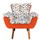 Kit 02 Poltronas Com Puff Opala Composê D87 Com Suede Laranja