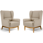 Kit 02 Poltronas Confortávels Milena Base Madeira Suede Areia