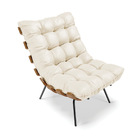 Kit 02 Poltronas Costela Corino Base Metálica Preto M11 - D'r