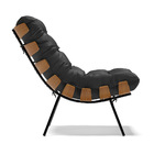 Kit 02 Poltronas Costela Corino Base Metálica Preto M11 - D'r