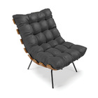 Kit 02 Poltronas Costela Corino Base Metálica Preto M11 - D'r