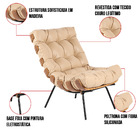 Kit 02 Poltronas Costela Couro Legítimo Bege Base Metálica Pr