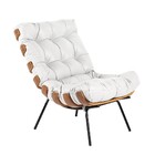 Kit 02 Poltronas Costela Couro Legítimo Branco Base Metálica