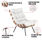 Kit 02 Poltronas Costela Couro Legítimo Branco Base Metálica