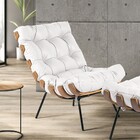 Kit 02 Poltronas Costela Couro Legítimo Branco Base Metálica