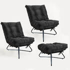 Kit 02 Poltronas Costela Ferro Industrial X Pés Cruzados Com