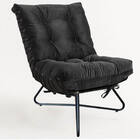 Kit 02 Poltronas Costela Ferro Industrial X Pés Cruzados Com