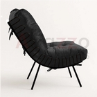 Kit 02 Poltronas Costela Industrial Ferro Preto Sala De Estar