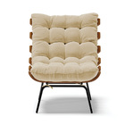 Kit 02 Poltronas Costela Linho Base Metálica Preto - D'rossi