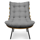 Kit 02 Poltronas Costela Linho Base Metálica Preto M11 - D'ro