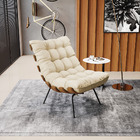 Kit 02 Poltronas Costela Linho Grosso Bege A19 Base Metálica