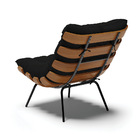 Kit 02 Poltronas Costela Linho Preto A79 Base Metálica Preto