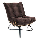 Kit 02 Poltronas Costela Madeira X Pés Cruzados Com Puff Banq