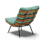 Kit 02 Poltronas Costela Suede Azul Turquesa Base Metálica Pr