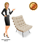 Kit 02 Poltronas Costela Suede Base Metálica Preto M11 - D'ro