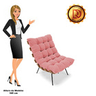 Kit 02 Poltronas Costela Suede Base Metálica Preto M11 - D'ro