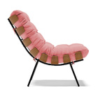 Kit 02 Poltronas Costela Suede Base Metálica Preto M11 - D'ro