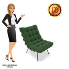 Kit 02 Poltronas Costela Suede Base Metálica Preto M11 - D'ro