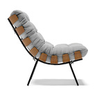 Kit 02 Poltronas Costela Suede Base Metálica Preto M11 - D'ro